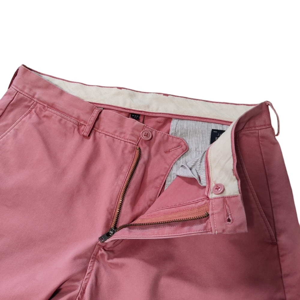 J Crew Broken In Chino Pants Mens 33 x 32 Salmon Faded Red Urban Slim Cotton - Picture 7 of 13